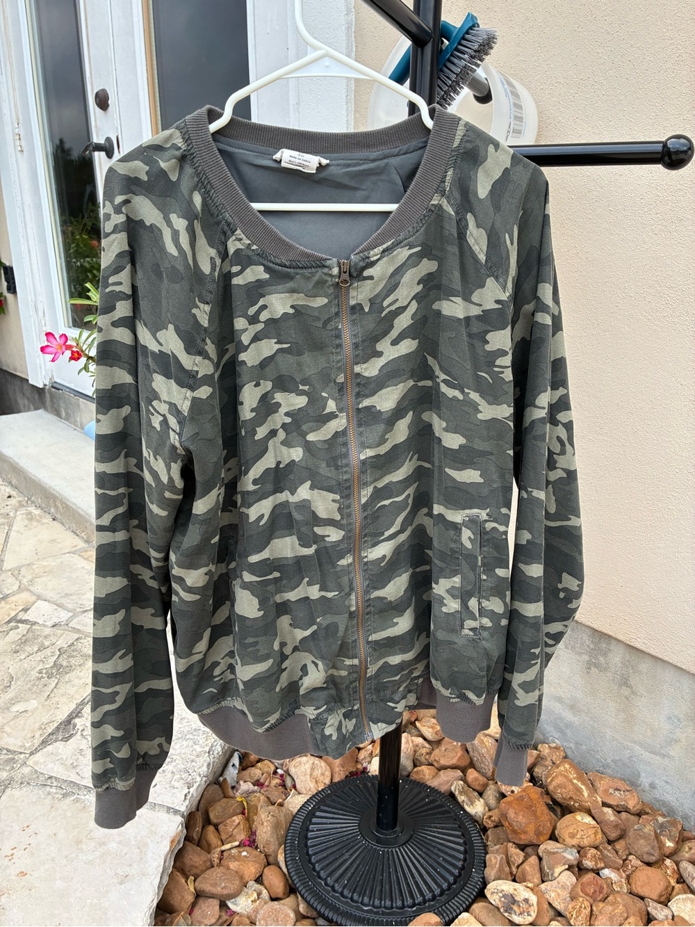 beachlunchlounge Olive Camo Zip Bomber Jacket